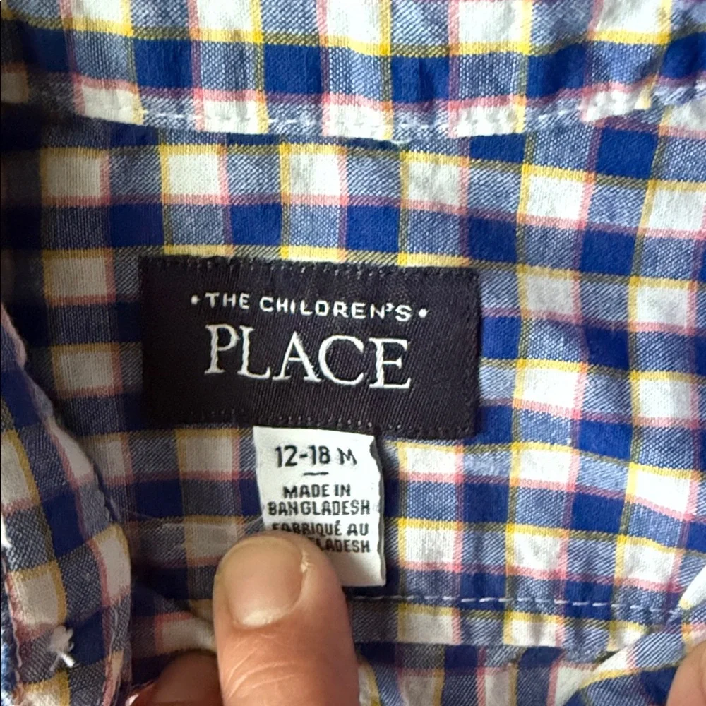 The Children’s Place 12-18 months Blue, Pink, Yellow & White Plaid Shirt